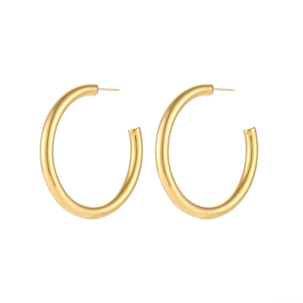 18K Gold Plated Stainless Steel Basic Hoop Earrings