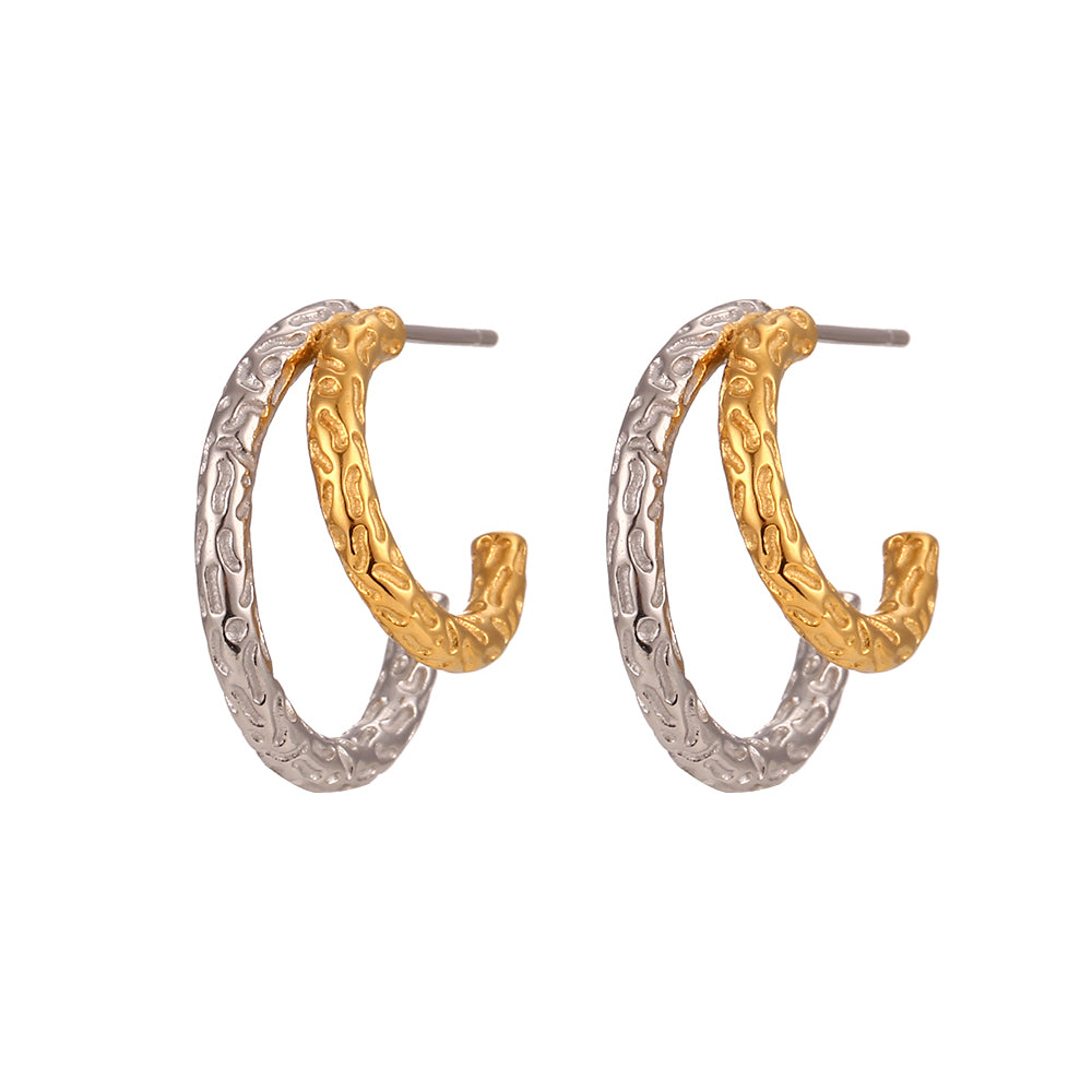 18K Gold Plated Stainless Steel Double Hoop Earrings