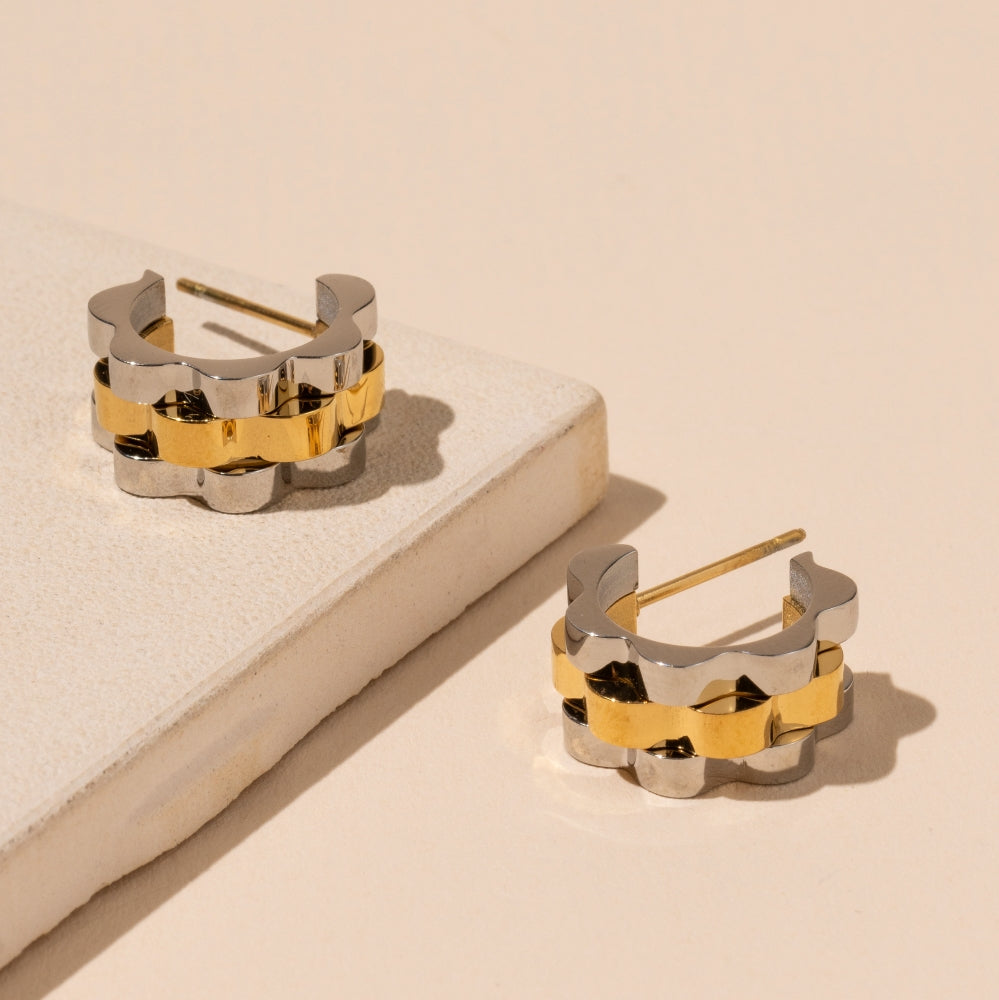 Two-Tone 18K Gold Plated Stainless Earrings