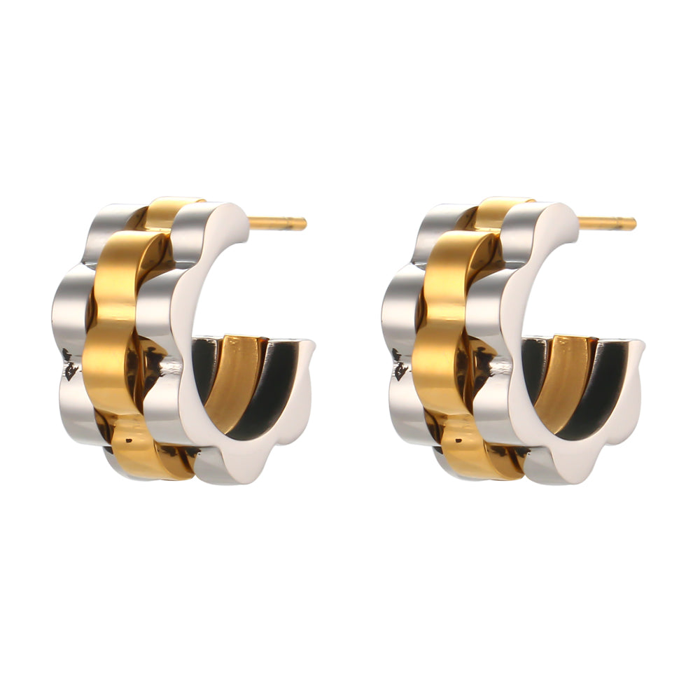 Two-Tone 18K Gold Plated Stainless Earrings