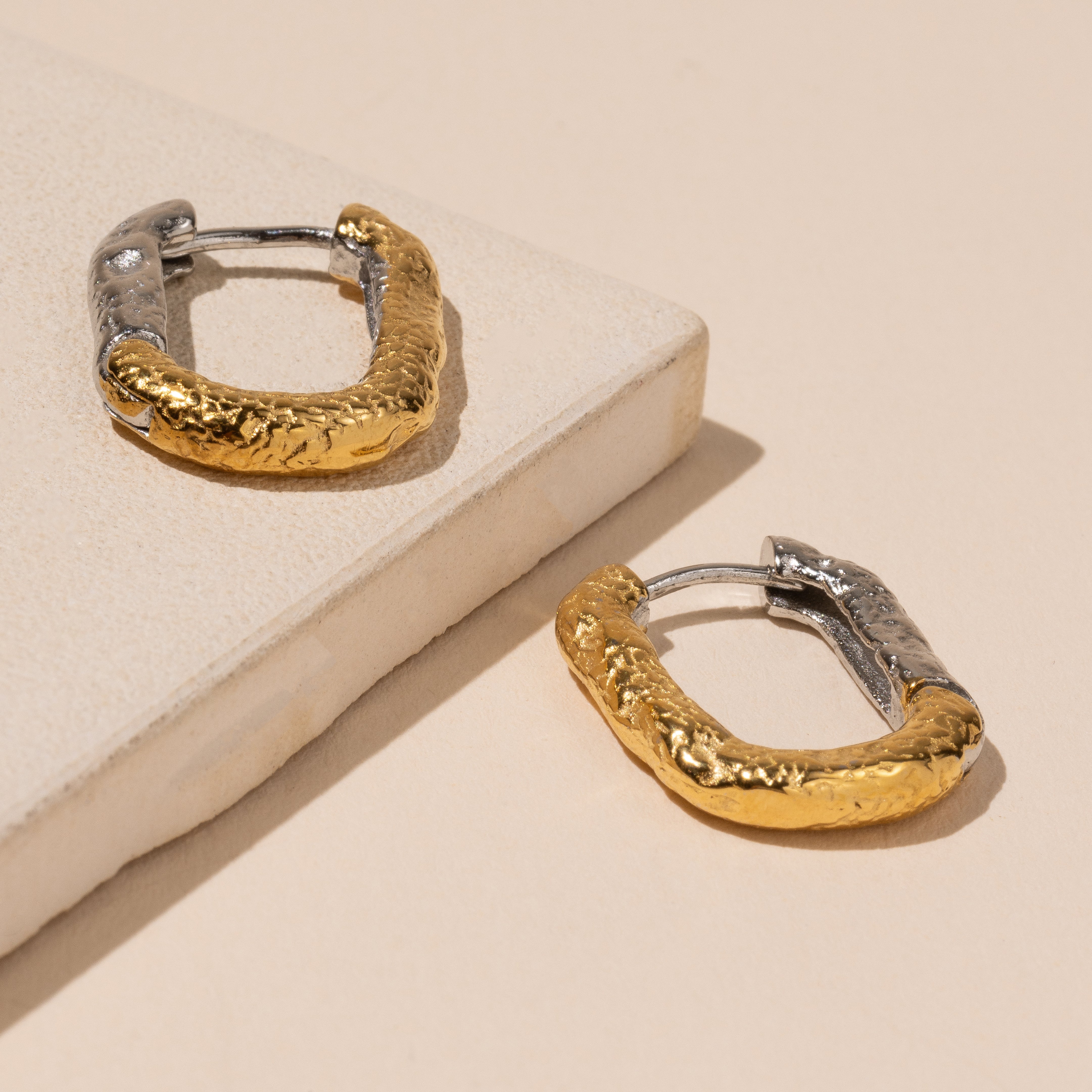Two-Tone Classic 18K Gold Plated Stainless Earrings