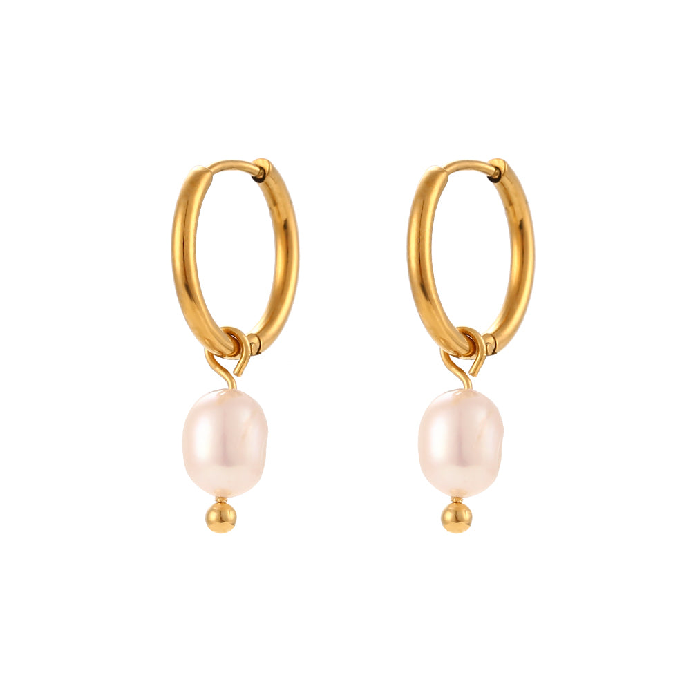 Pearl 18K Gold Plated Stainless Earrings