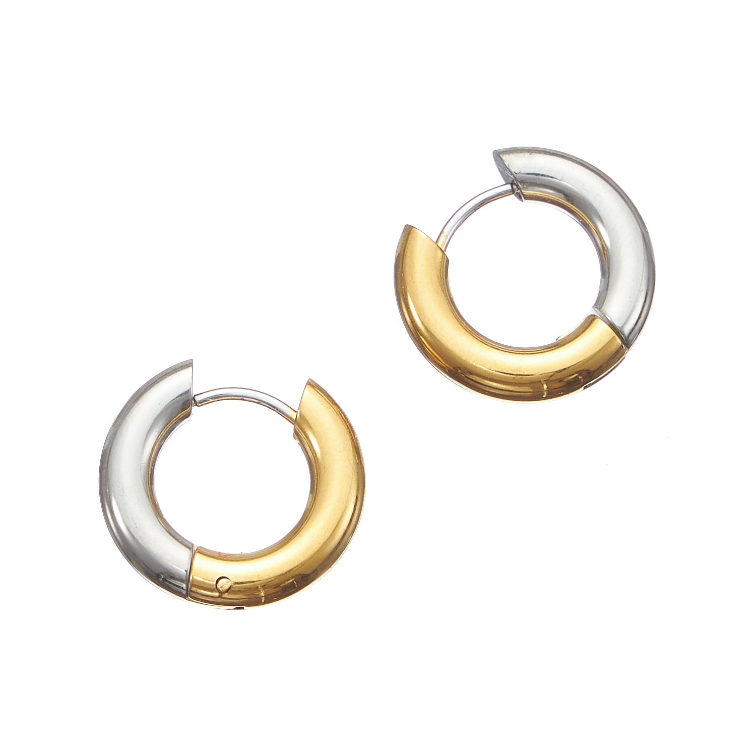 Two-Tone 18K Gold Plated Stainless Steel Basic Huggie