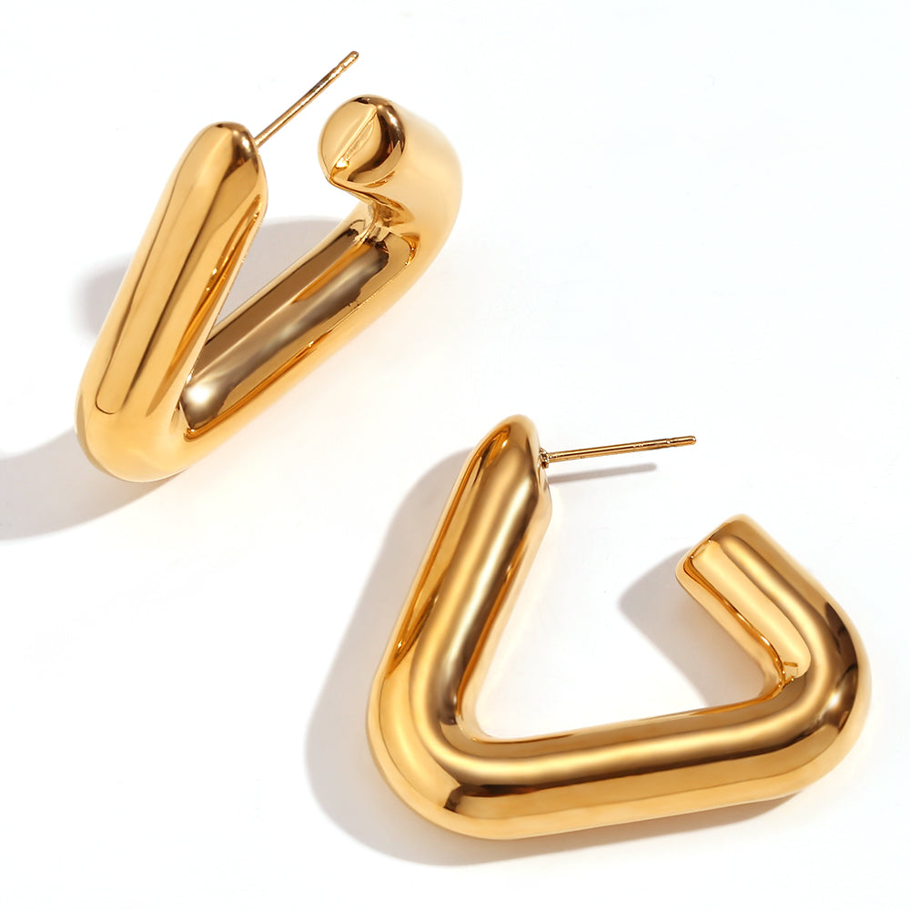 Triangle Shape 18K Gold Plated Stainless Steel Earrings