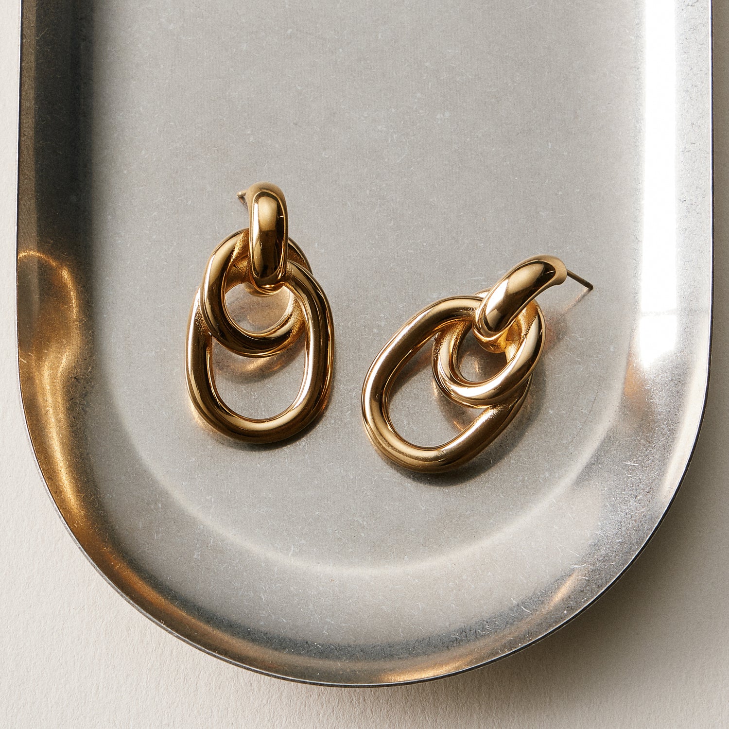 Stainless Steel Layered Link Drop Earrings | Polished