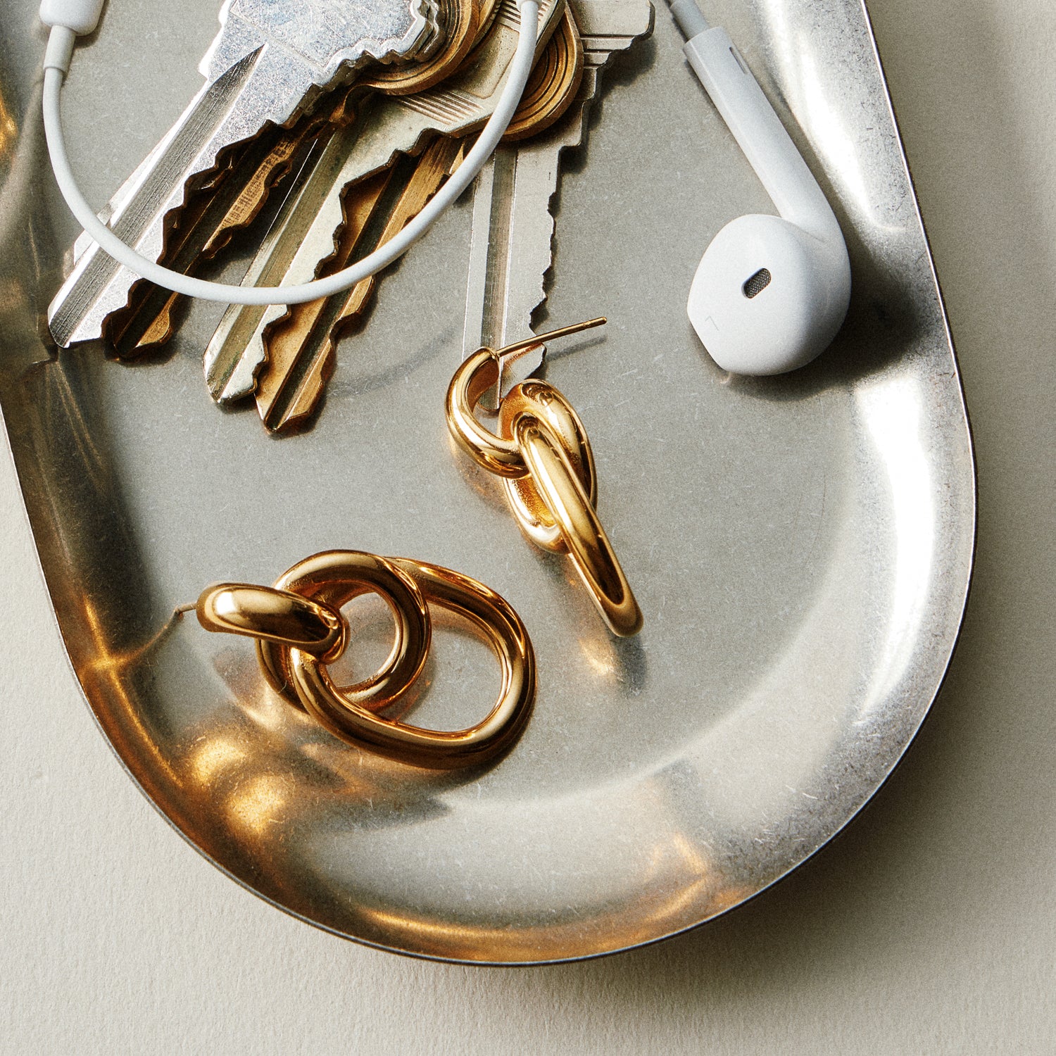 Stainless Steel Layered Link Drop Earrings | Polished