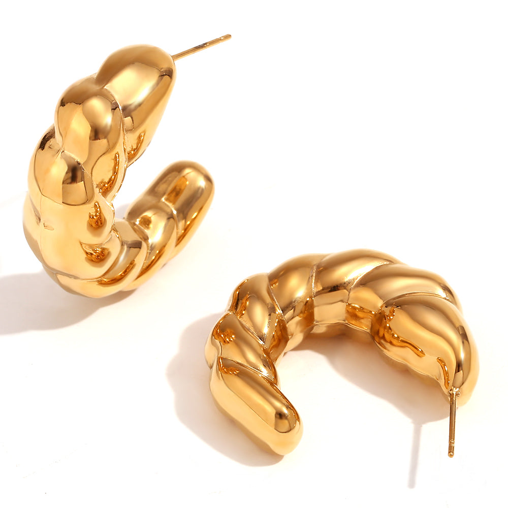 Bold Twisted 18K Gold Plated Stainless Steel Earrings