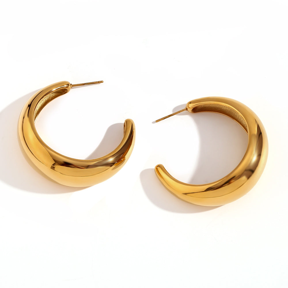 Shiny Hollow 18K Gold Plated Stainless Steel Earrings
