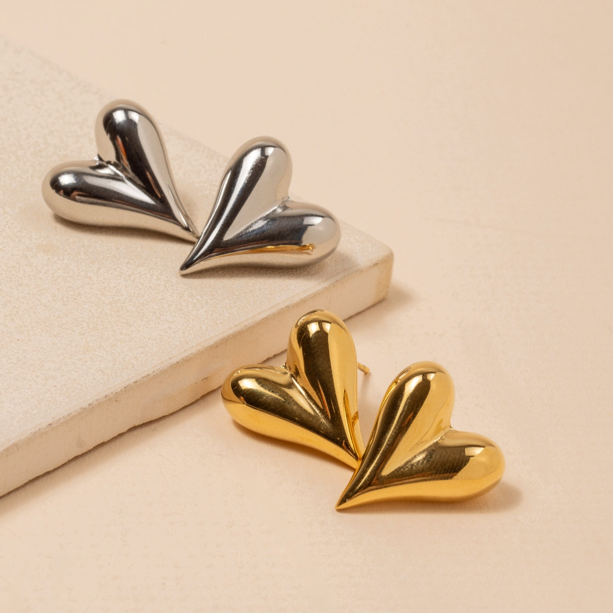 Heart 18K Gold-Plated Stainless Steel Stud | Earrings