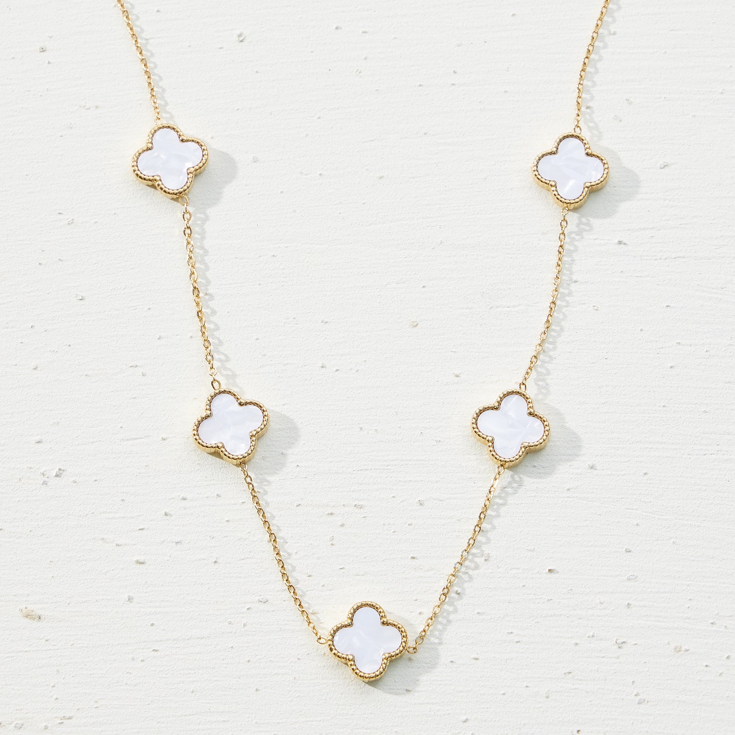 18K Gold Dipped Stainless Steel Floral Charm Necklace