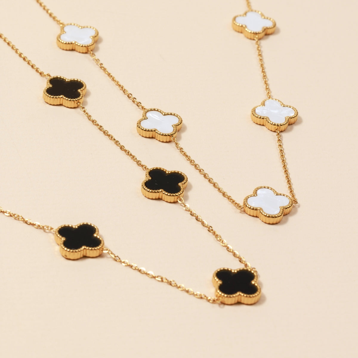 18K Gold Dipped Stainless Steel Floral Charm Necklace