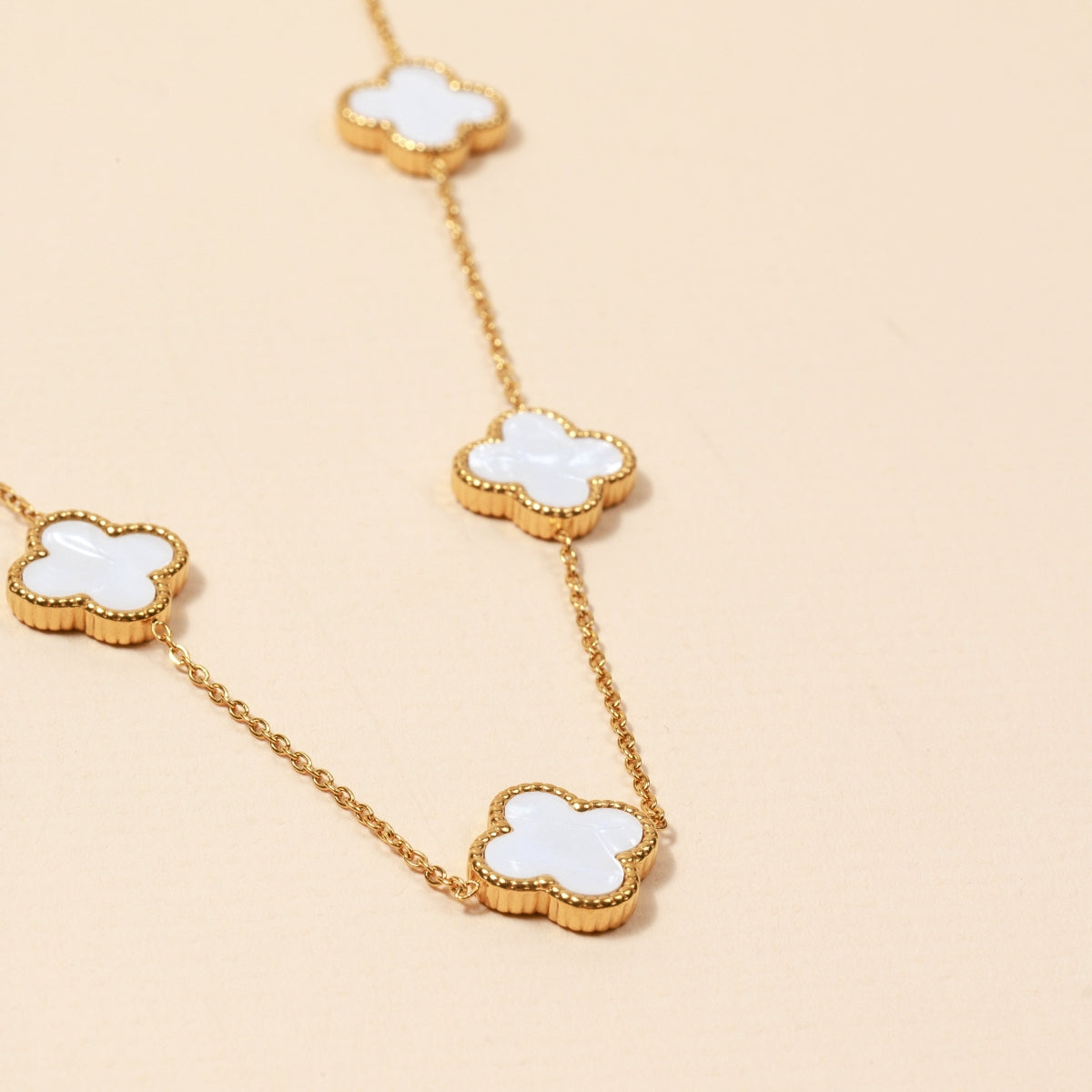 18K Gold Dipped Stainless Steel Floral Charm Necklace