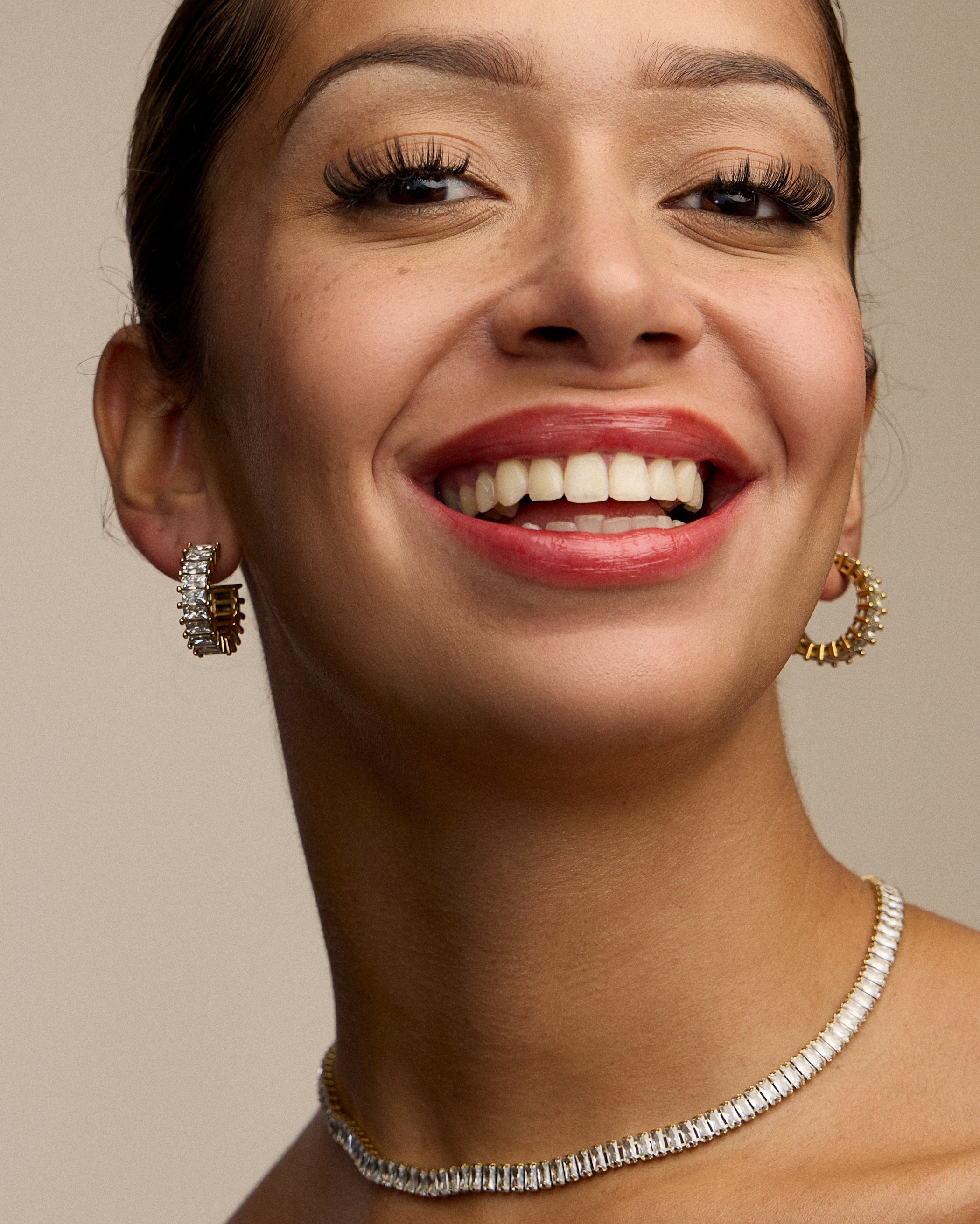 Clear Crystal 18K Gold Plated Stainless Steel Necklace