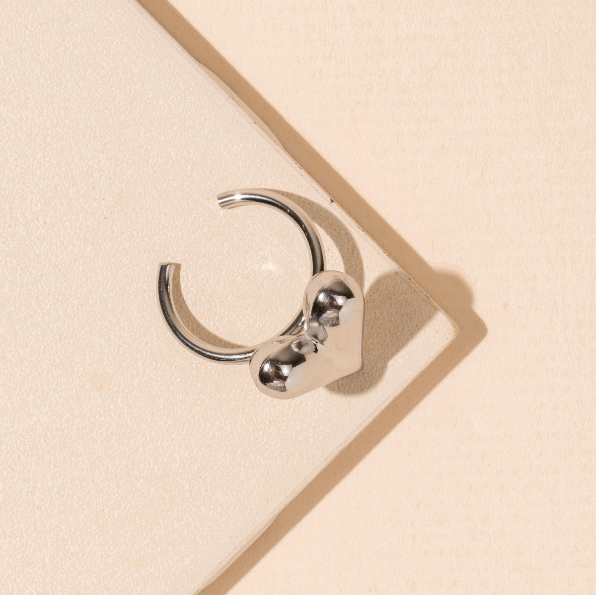Heart Charm Basic Stainless Steel Ring