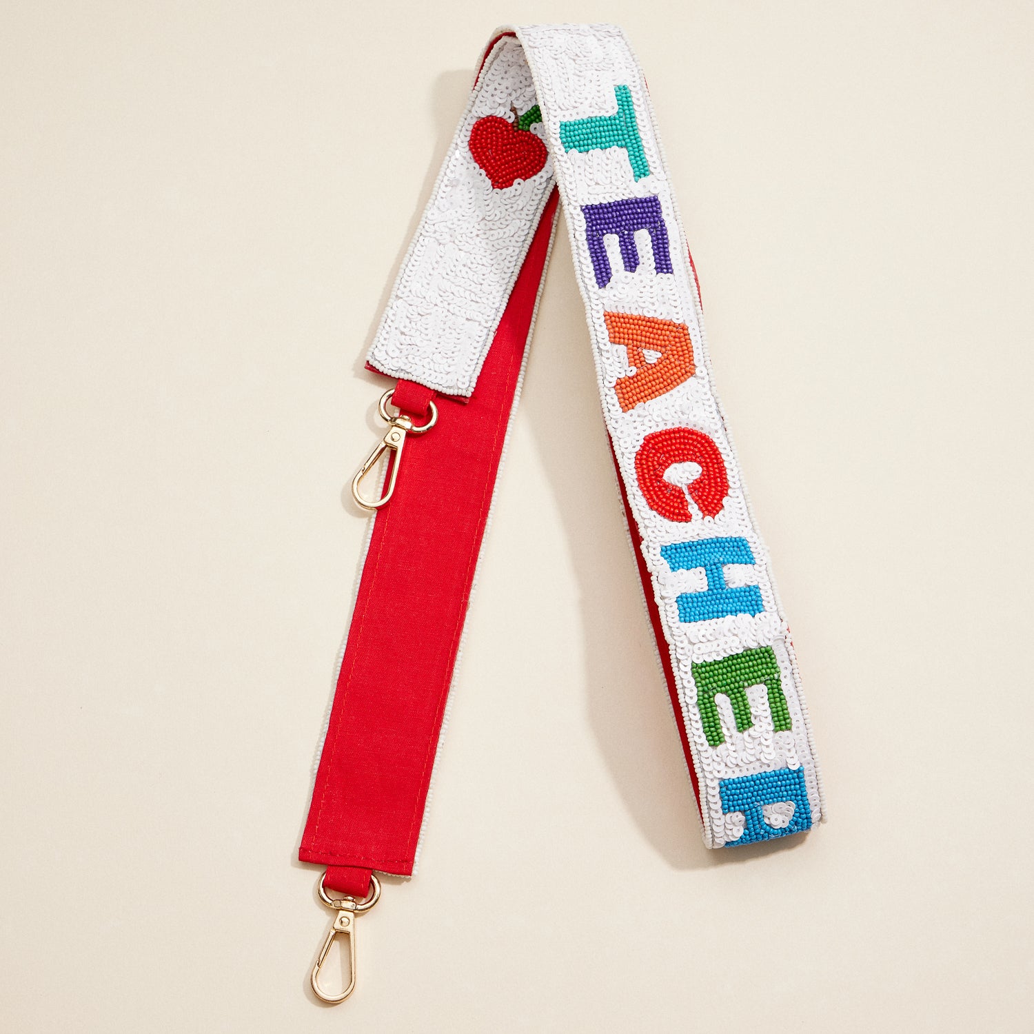Best Teacher Ever Beaded Bag Strap – Colorful & Stylish Gift for Educators
