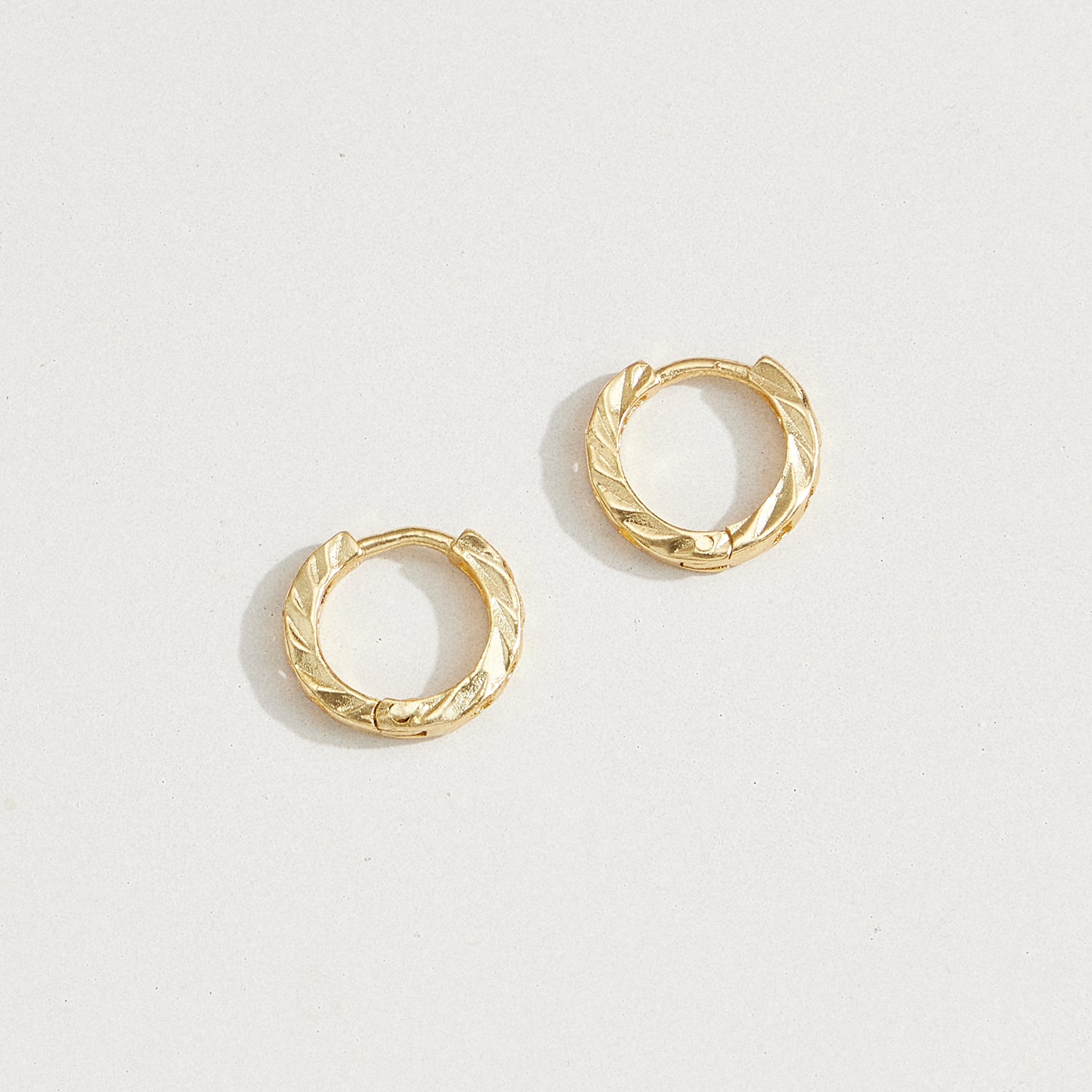 Textured Metal Huggie Hoop Earrings – 18K Gold-Dipped, Minimal & Chic