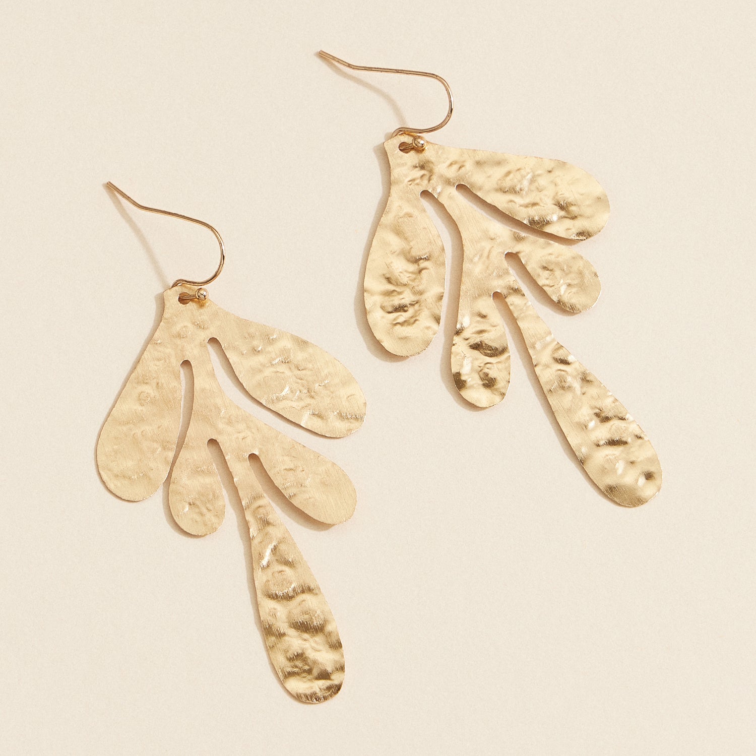 Gold-Tone Organic Brass Earrings – Textured Botanical Design