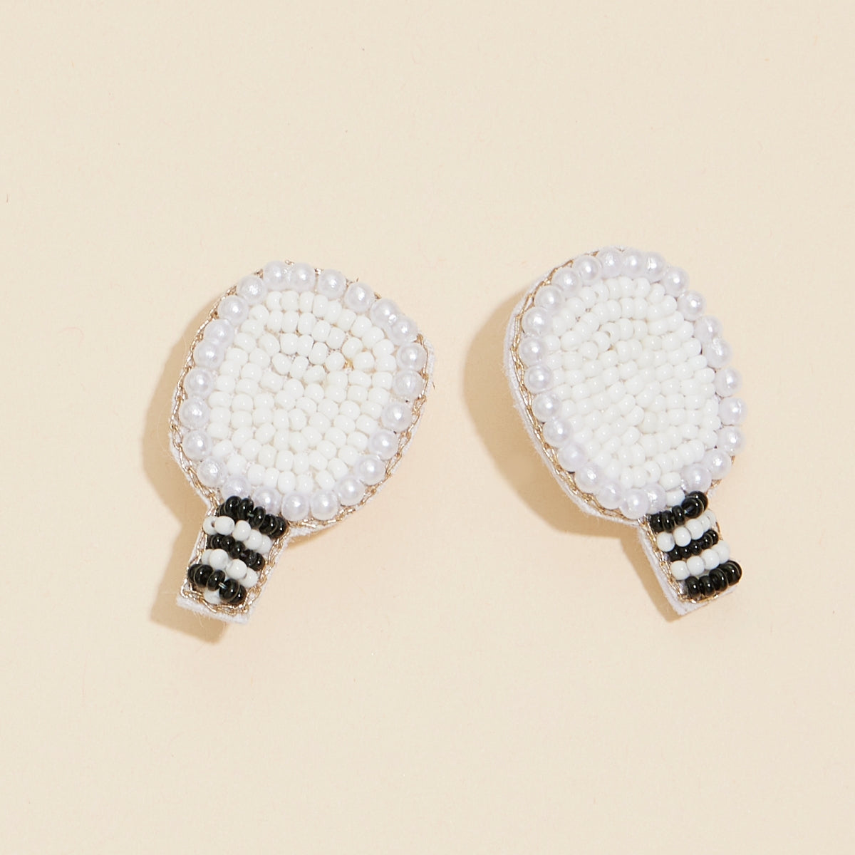 Elegant Table Tennis Rocket Seed Beaded Earrings