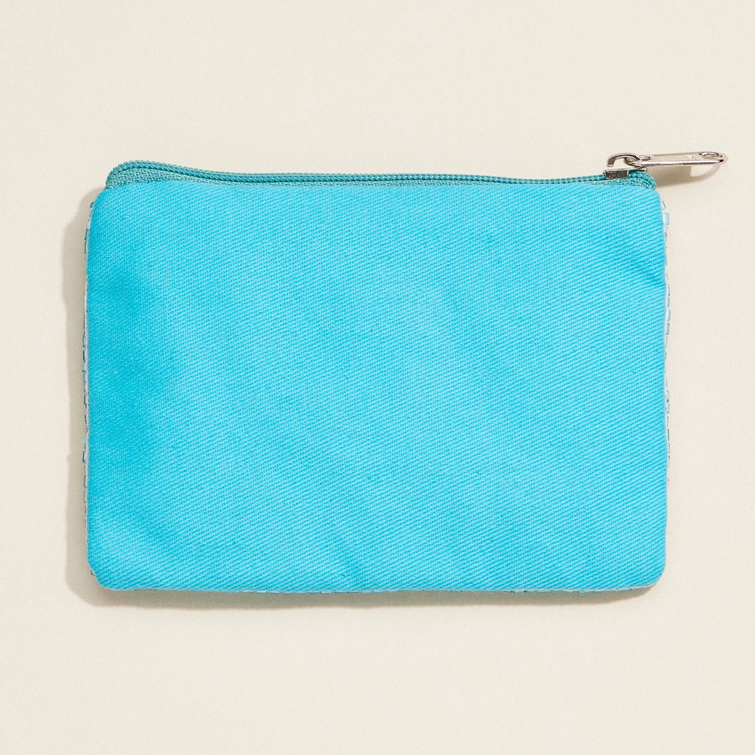 Tropical Flamingo Beaded Clutch – Blue Sequin Zip Pouch
