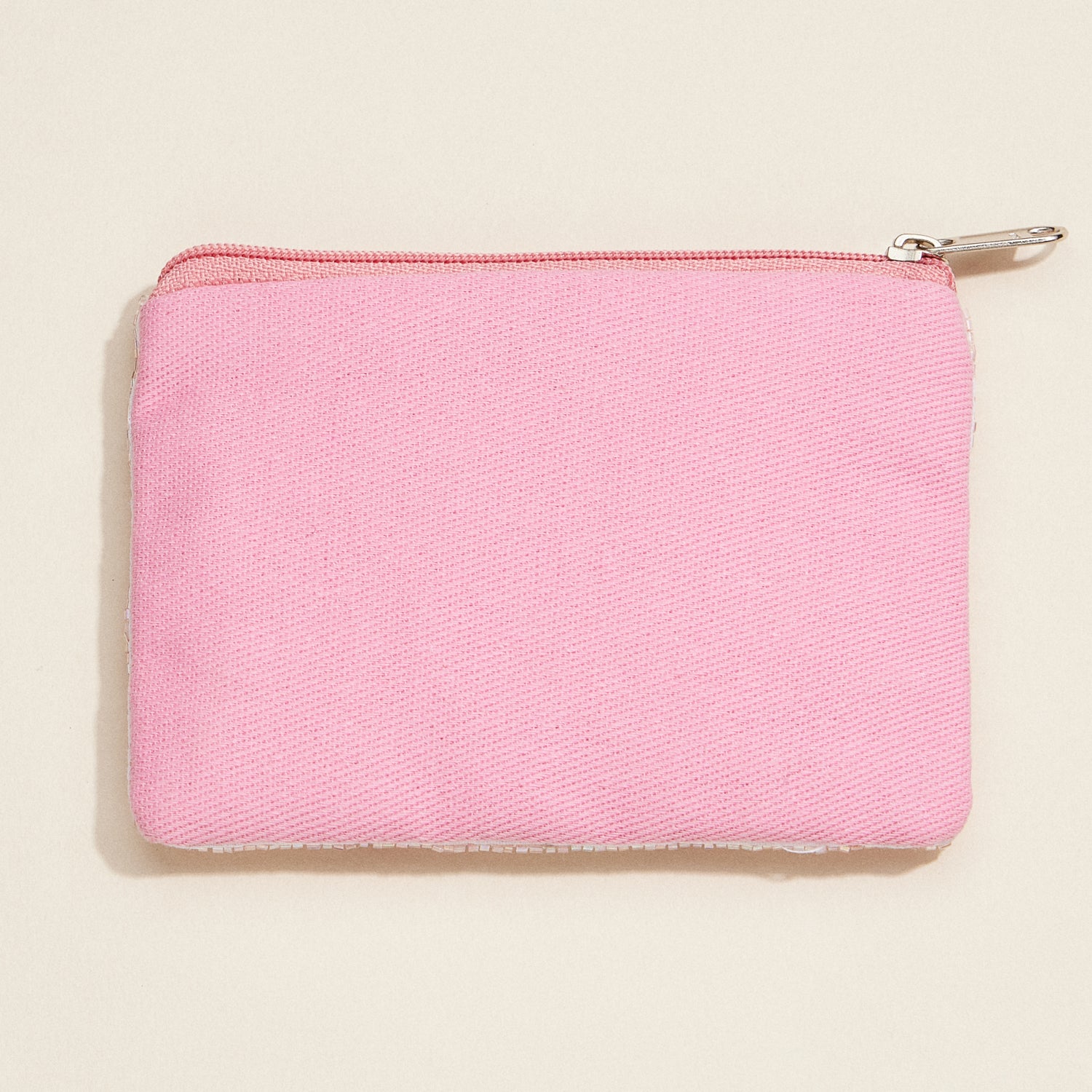 Pastel Rainbow & Hearts Beaded Clutch – Pink Sequin Zip Coin Pouch
