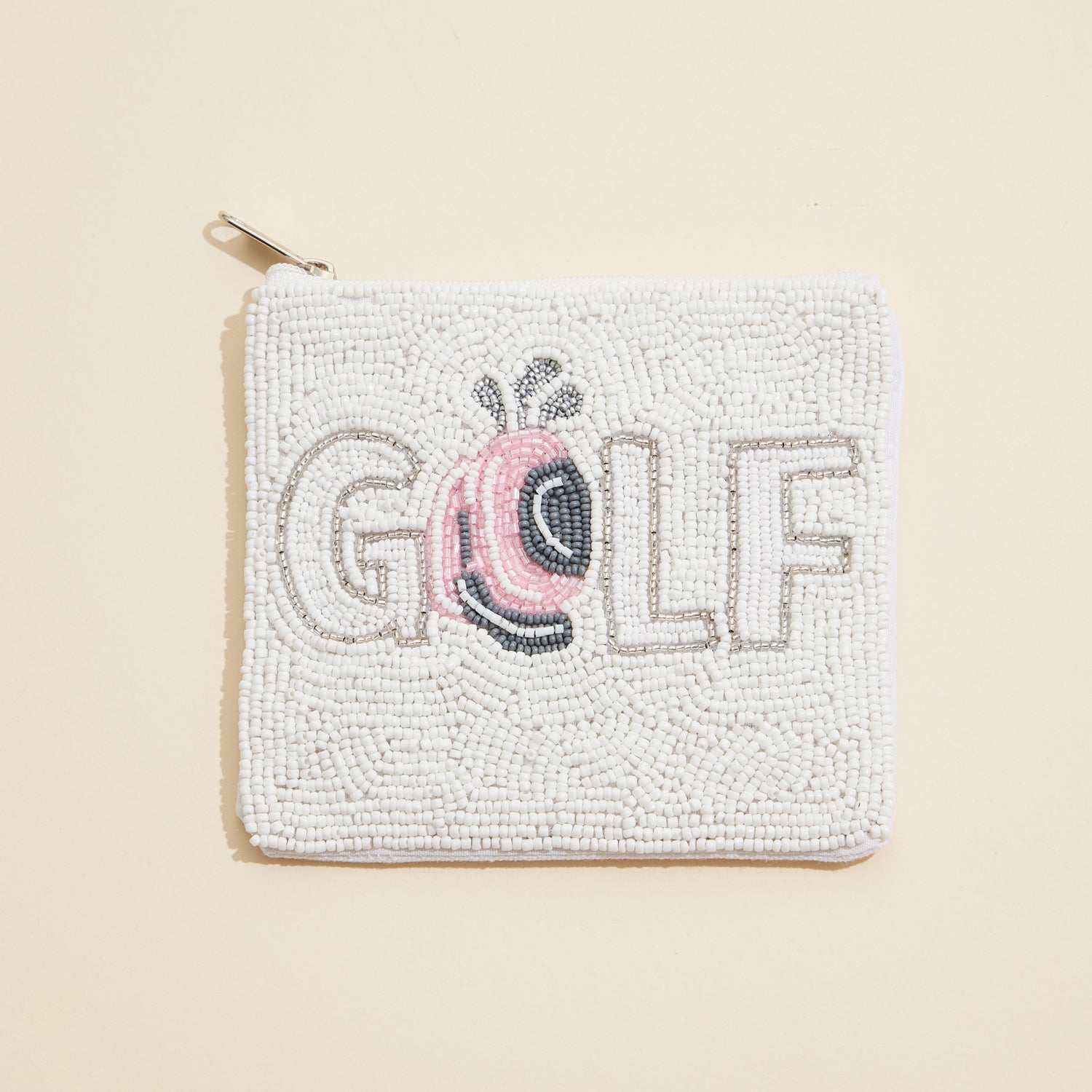Golf-Themed Beaded Coin Pouch