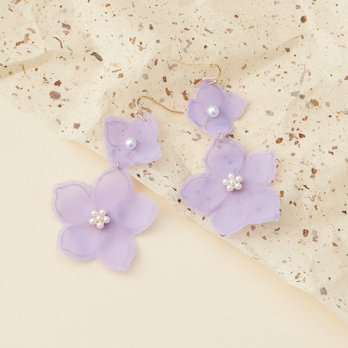 Floral Fabric Dangle Earrings
