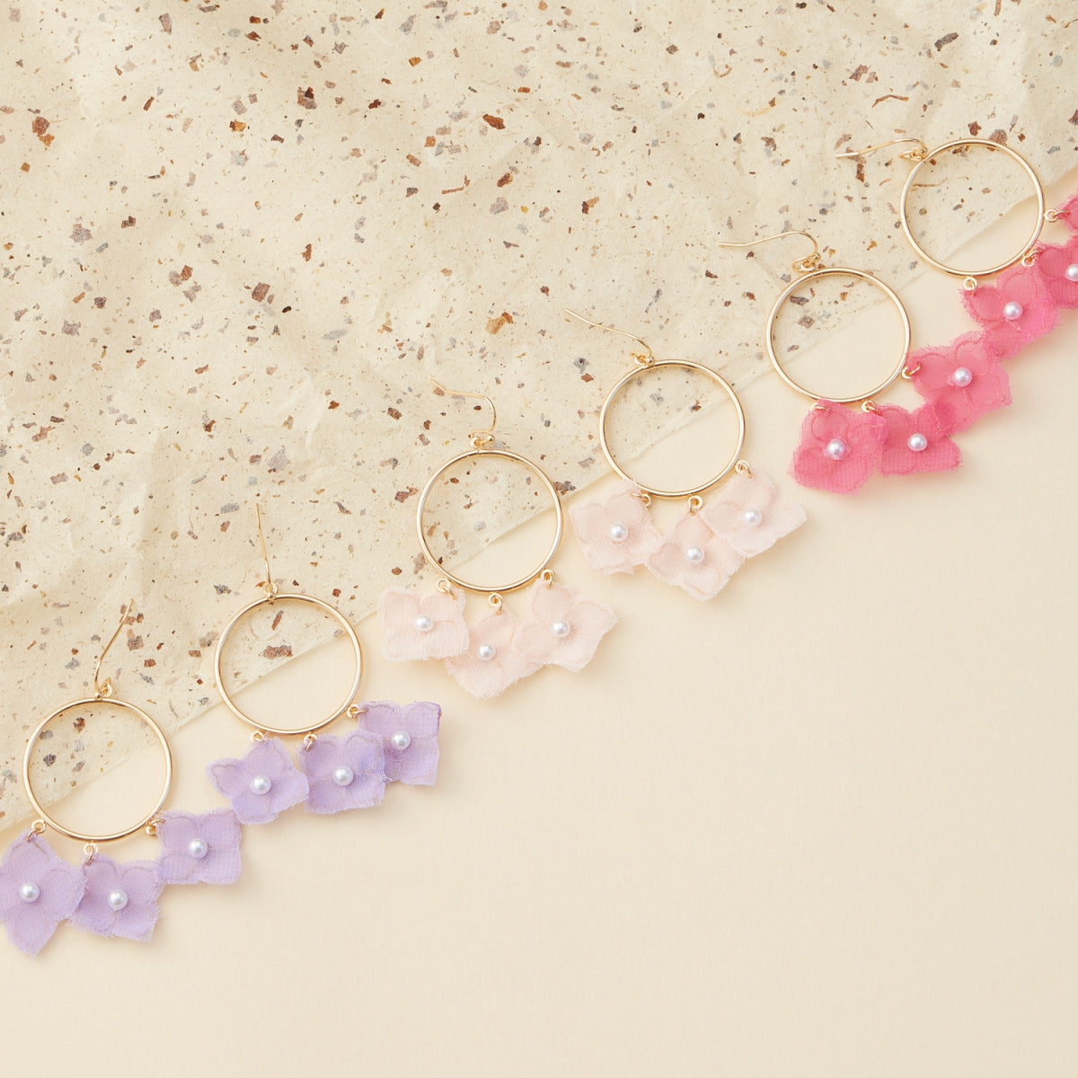 Floral Fabric Hoop Earrings