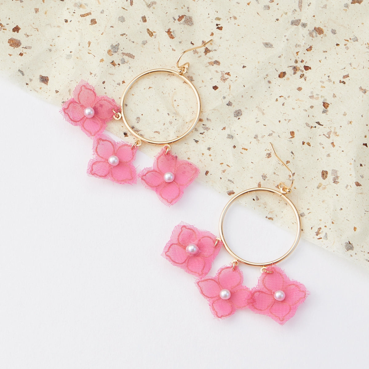 Floral Fabric Hoop Earrings