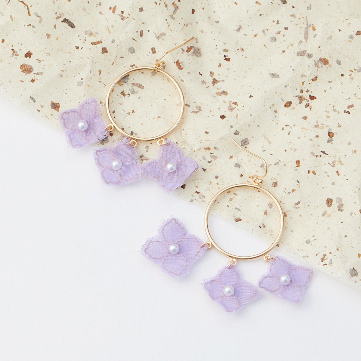 Floral Fabric Hoop Earrings