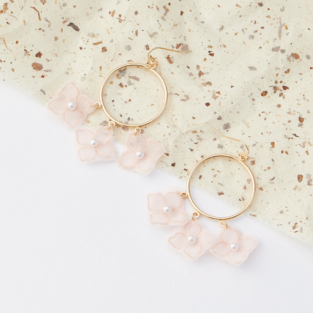 Floral Fabric Hoop Earrings