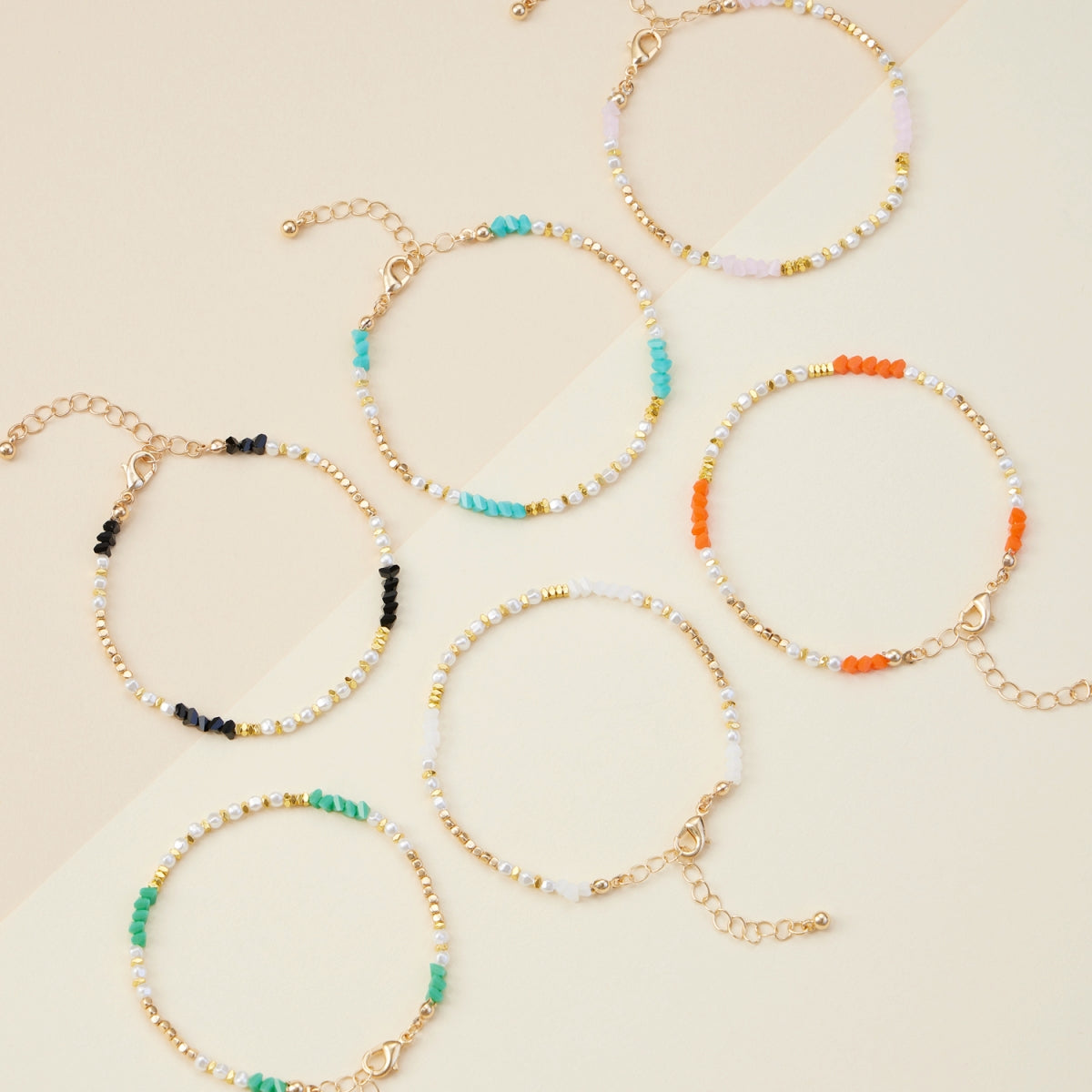 Pearl & Glass Bead Anklet - Frem