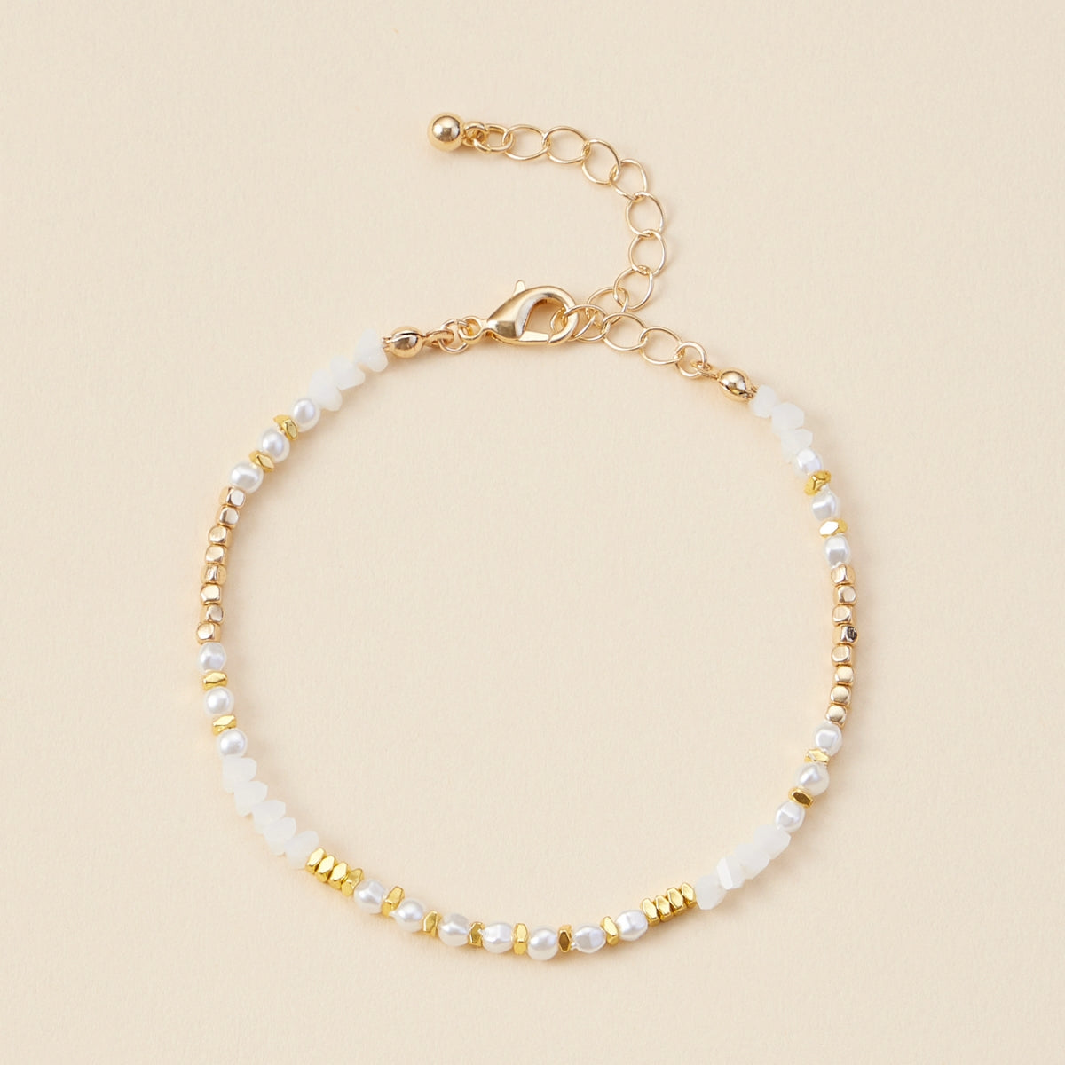 Pearl & Glass Bead Anklet - Frem