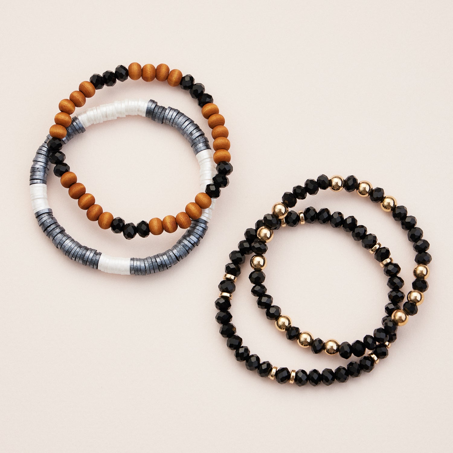 Stackable Beaded Bracelet Sets in Vibrant and Neutral Tones
