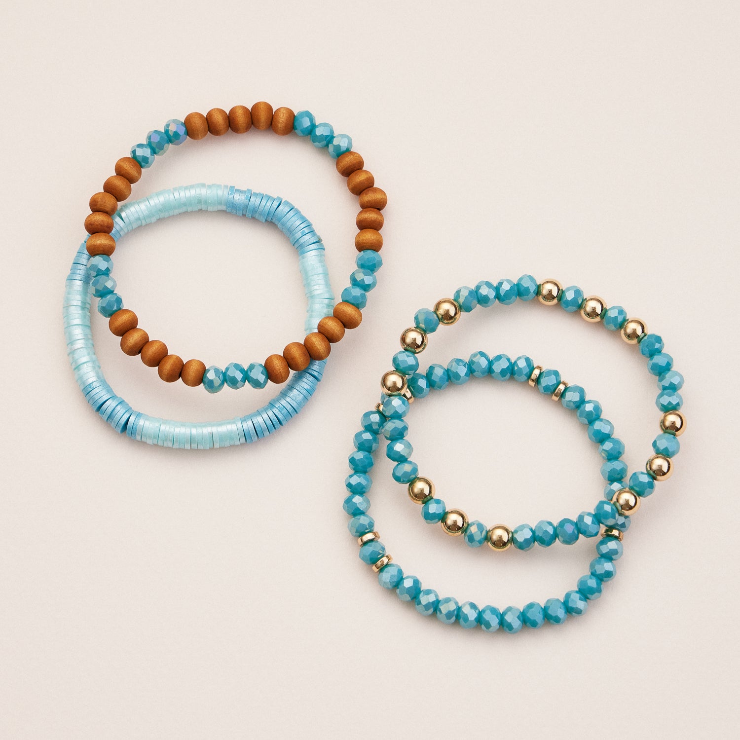 Stackable Beaded Bracelet Sets in Vibrant and Neutral Tones
