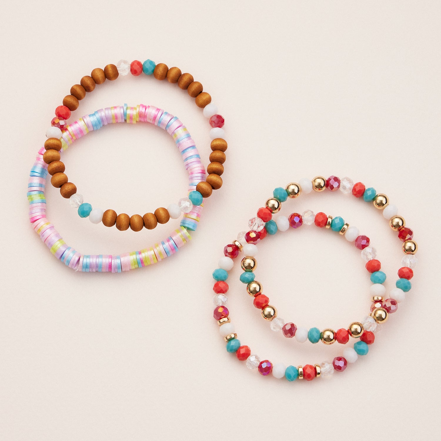 Stackable Beaded Bracelet Sets in Vibrant and Neutral Tones