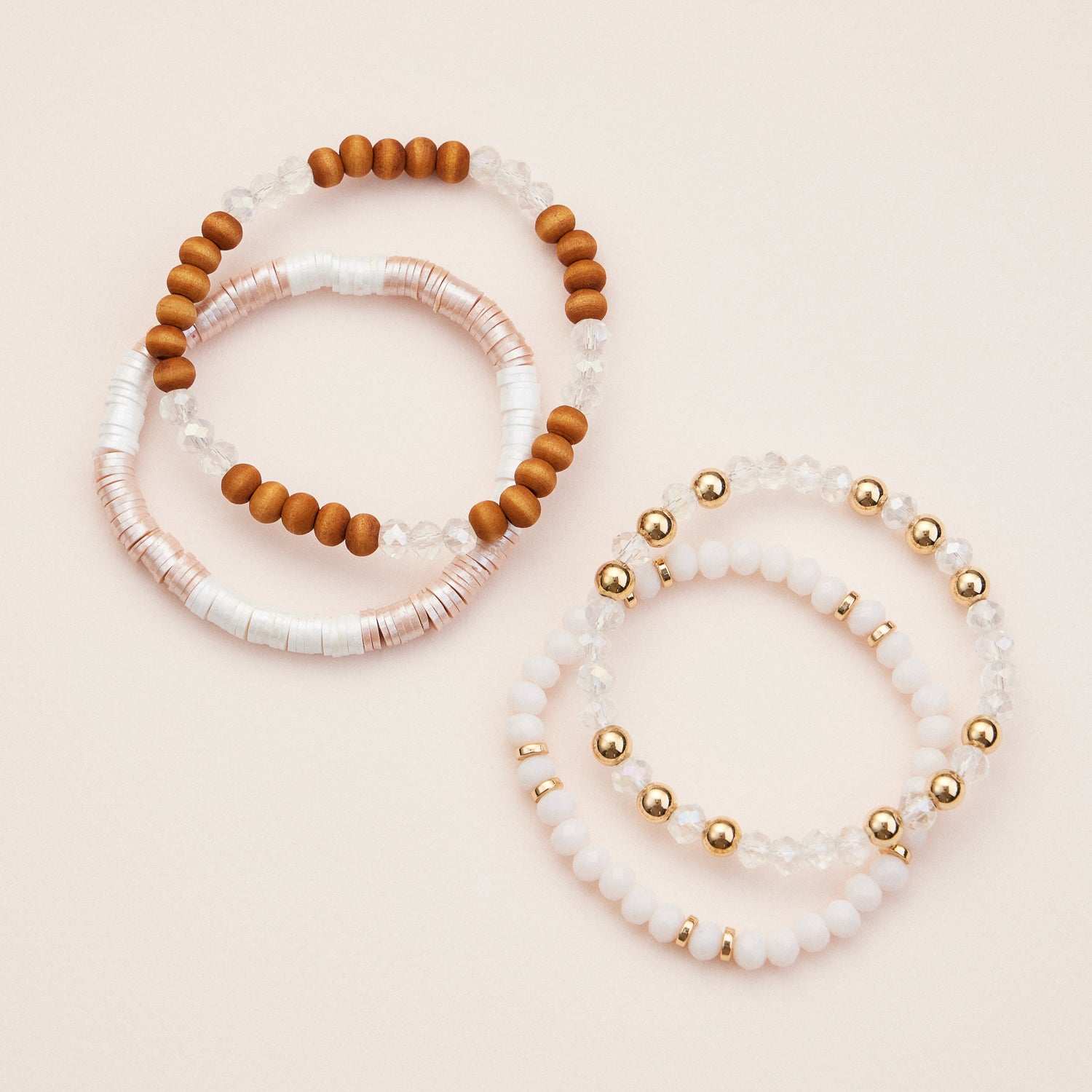 Stackable Beaded Bracelet Sets in Vibrant and Neutral Tones