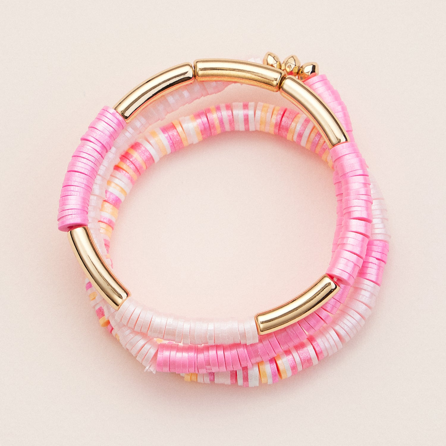 Gold-Accented Heishi Bead Stretch Bracelets