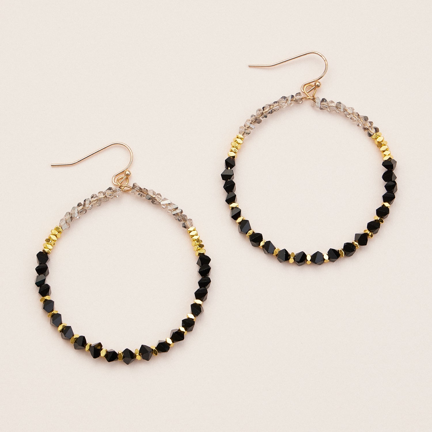 Crystal Beaded Hoop Earrings – Sparkling Boho Statement Earrings in Multiple Colors