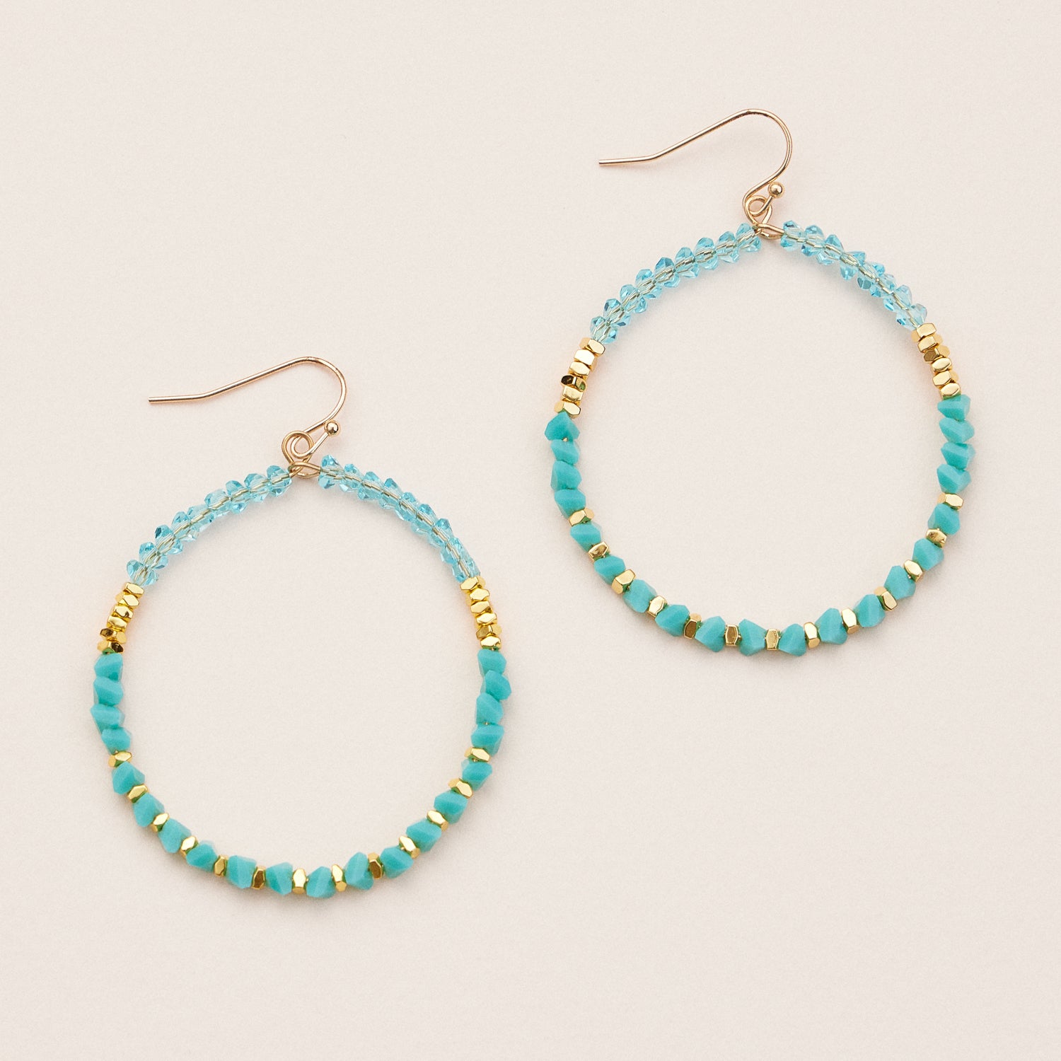 Crystal Beaded Hoop Earrings – Sparkling Boho Statement Earrings in Multiple Colors