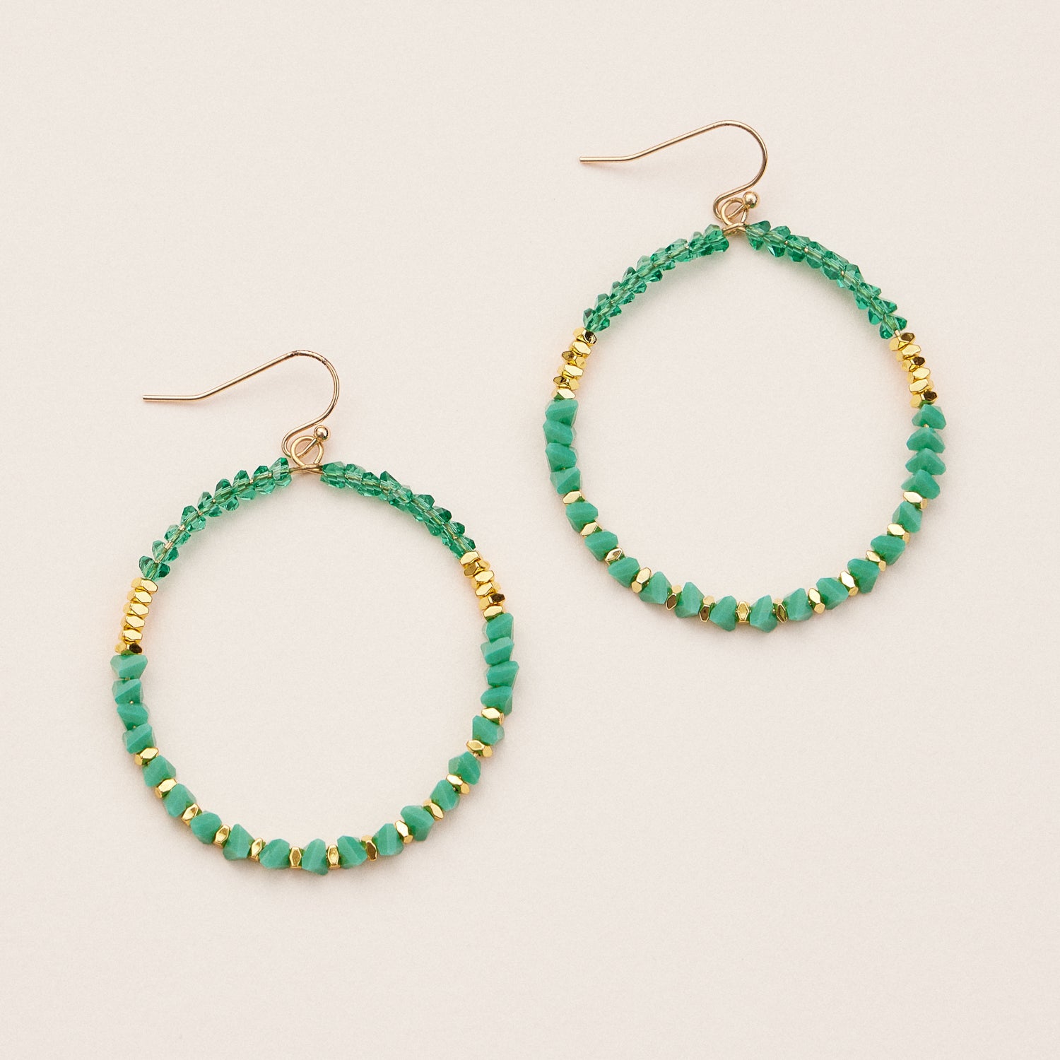 Crystal Beaded Hoop Earrings – Sparkling Boho Statement Earrings in Multiple Colors