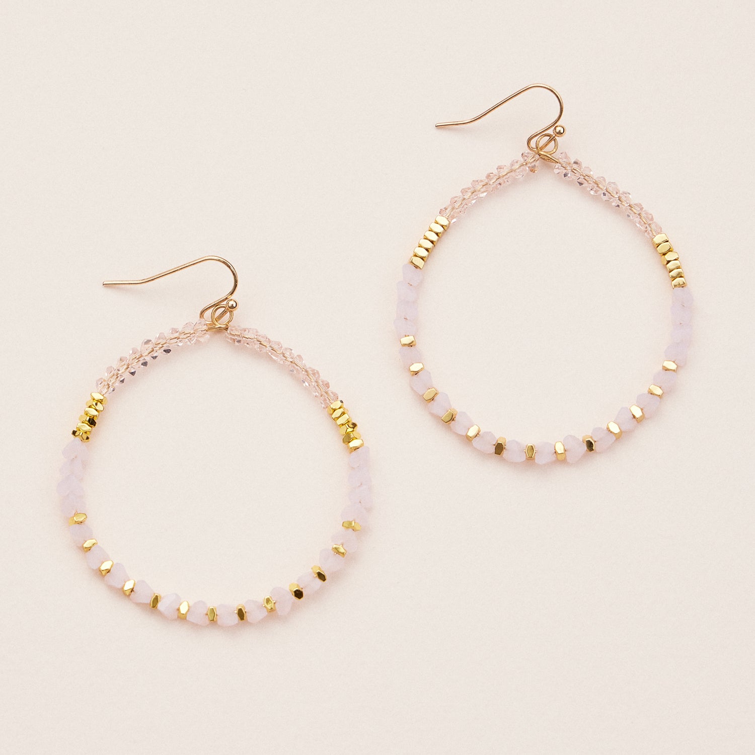 Crystal Beaded Hoop Earrings – Sparkling Boho Statement Earrings in Multiple Colors