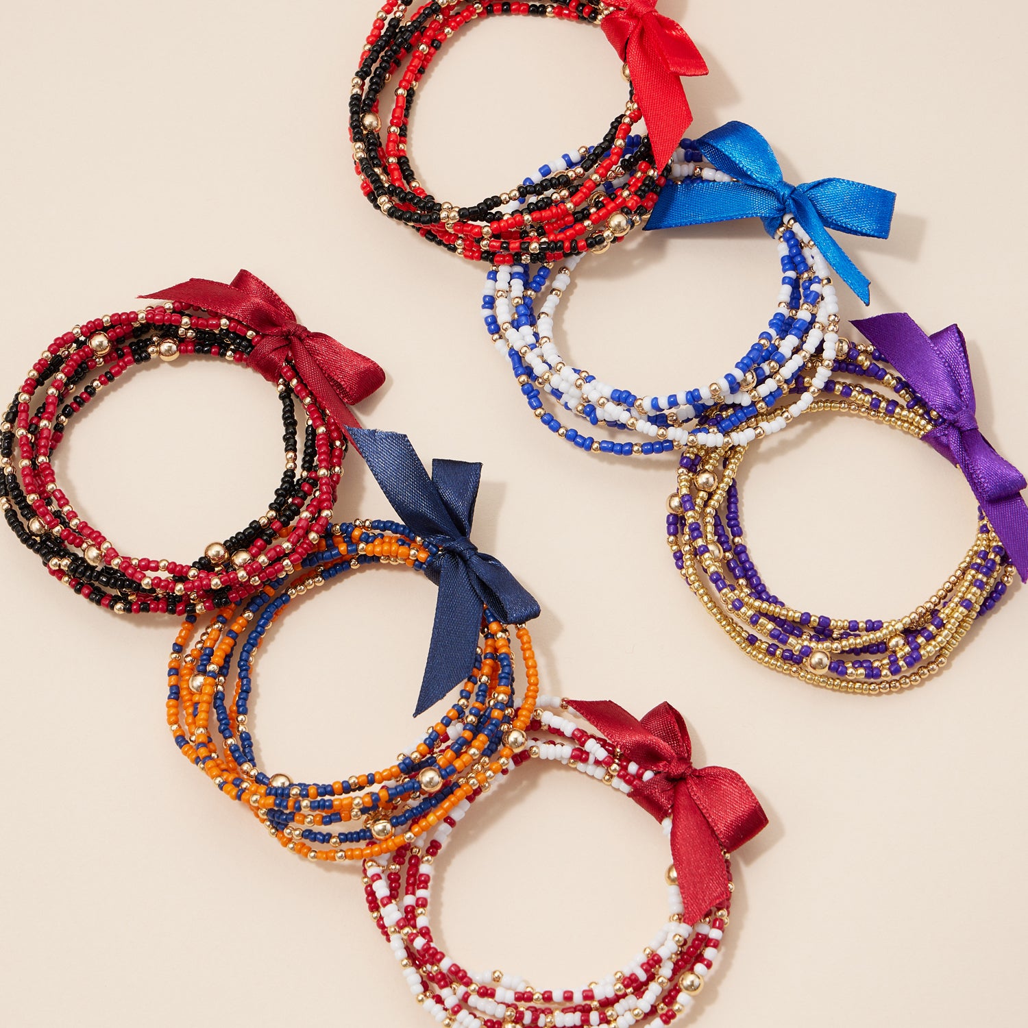 Seed Bead Bracelet Set in Game Day Colors