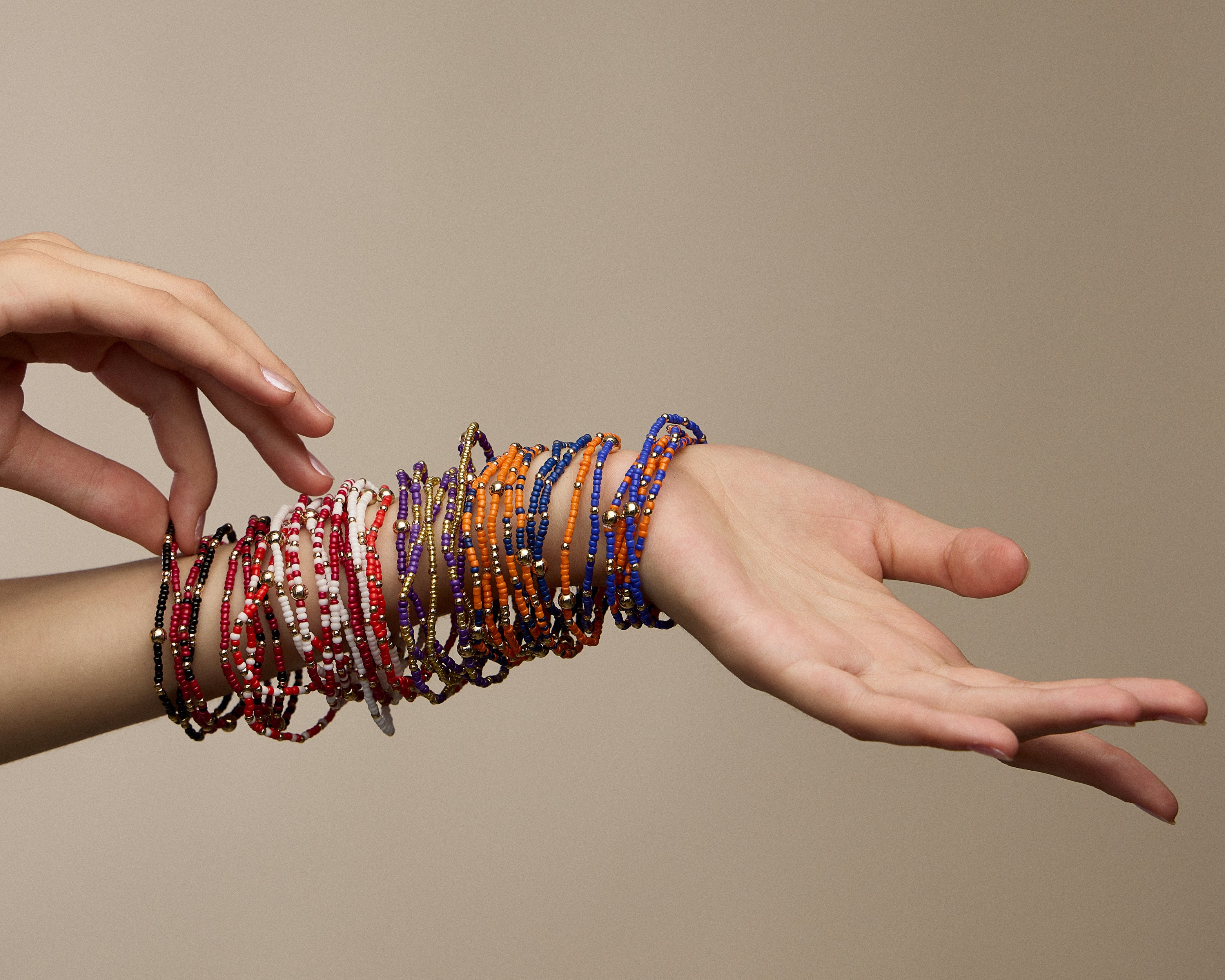 Seed Bead Bracelet Set in Game Day Colors