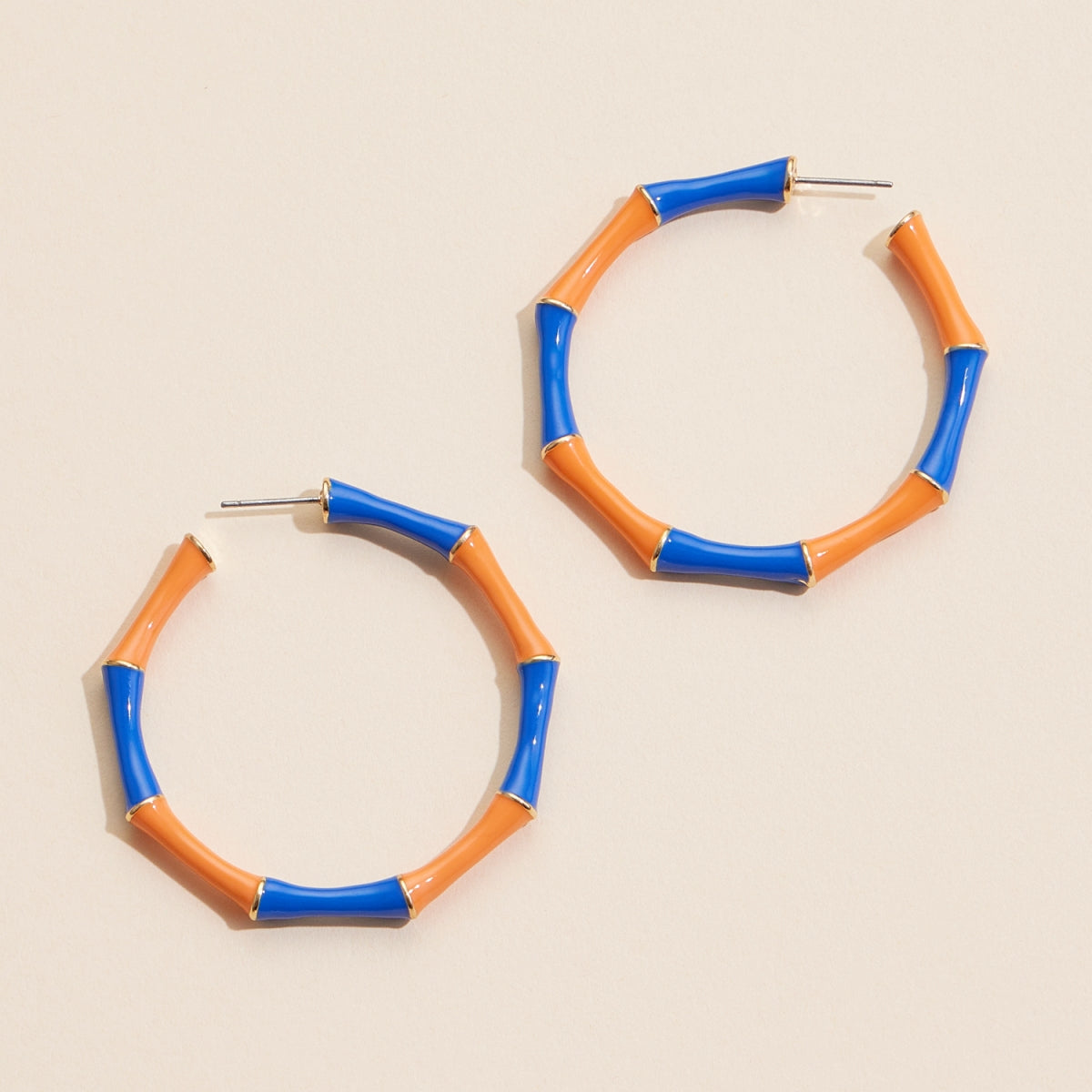 Game Day Color-Block Enamel Hoop Earrings