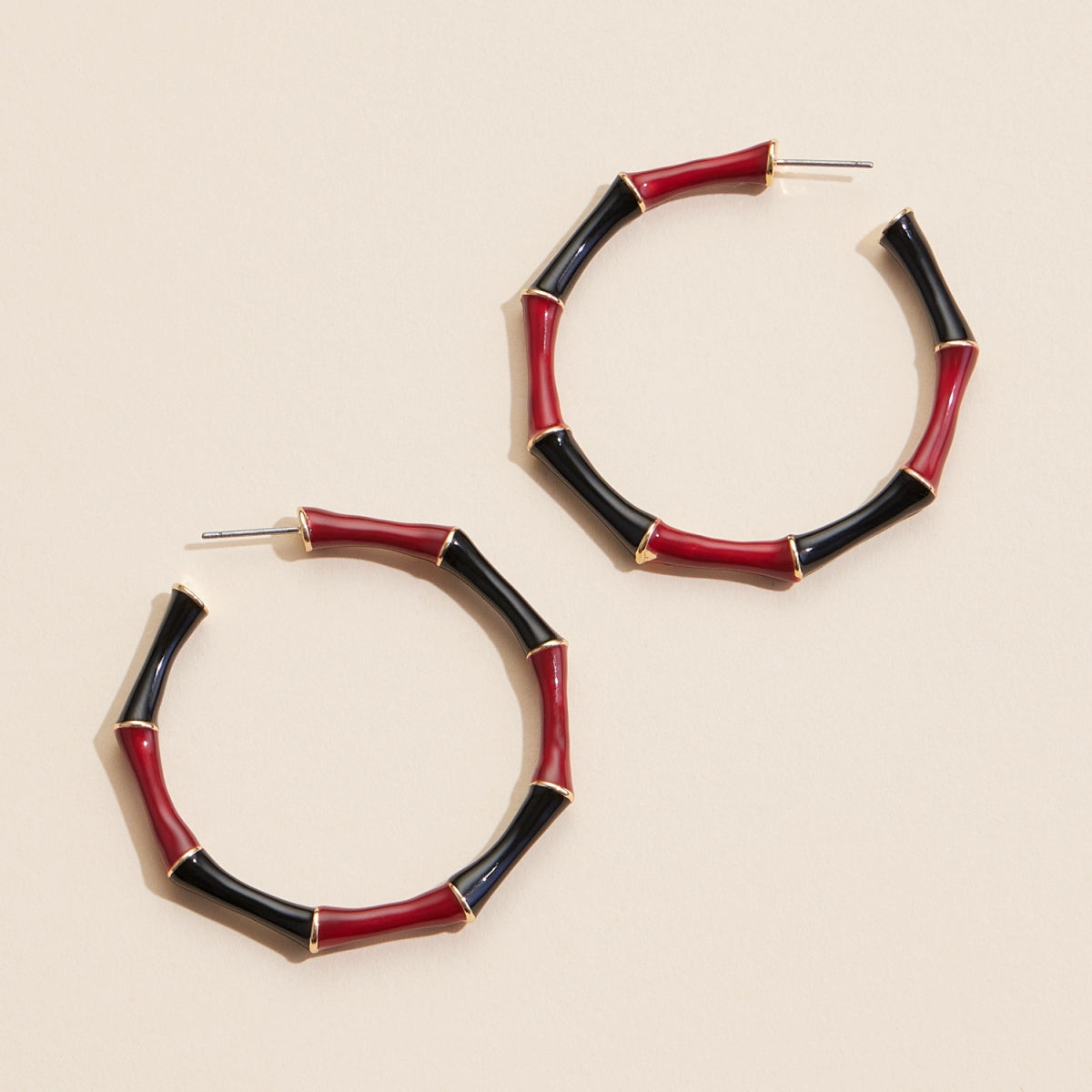 Game Day Color-Block Enamel Hoop Earrings