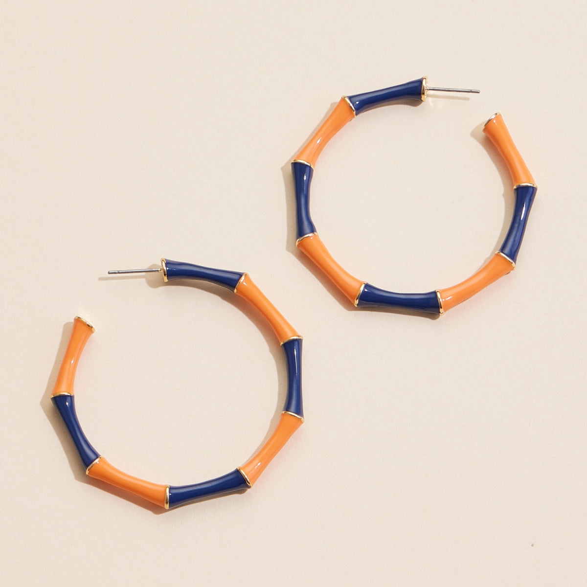 Game Day Color-Block Enamel Hoop Earrings