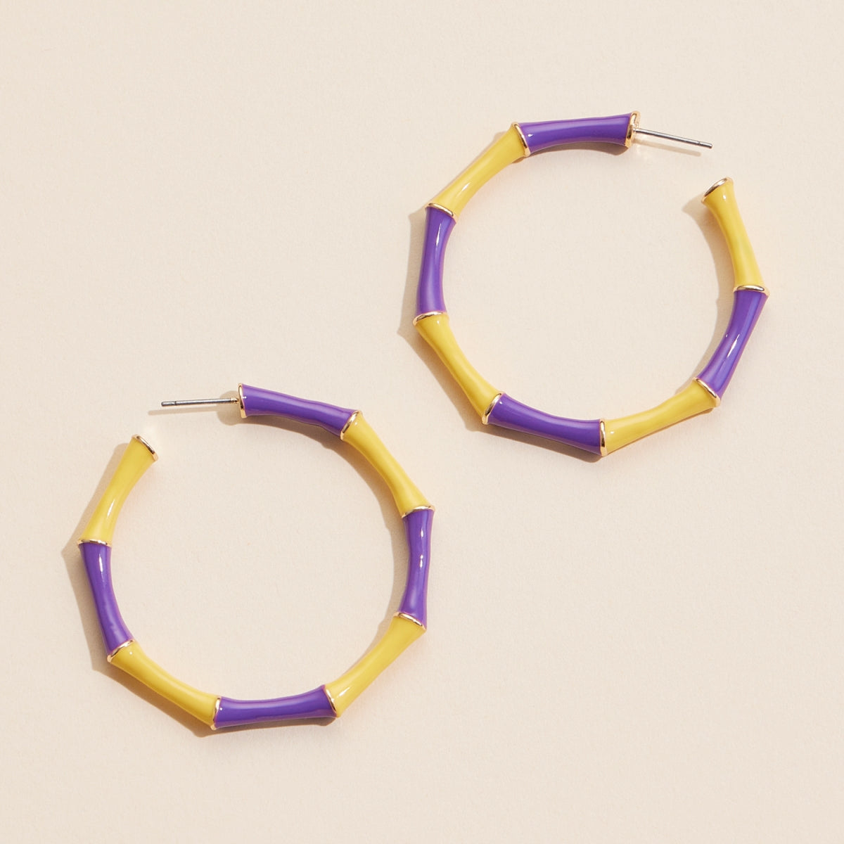 Game Day Color-Block Enamel Hoop Earrings