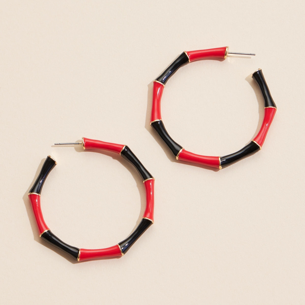 Game Day Color-Block Enamel Hoop Earrings