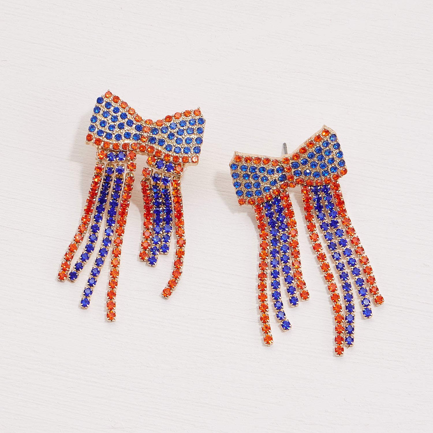 Rhinestone Bow Earrings with Gameday Colors