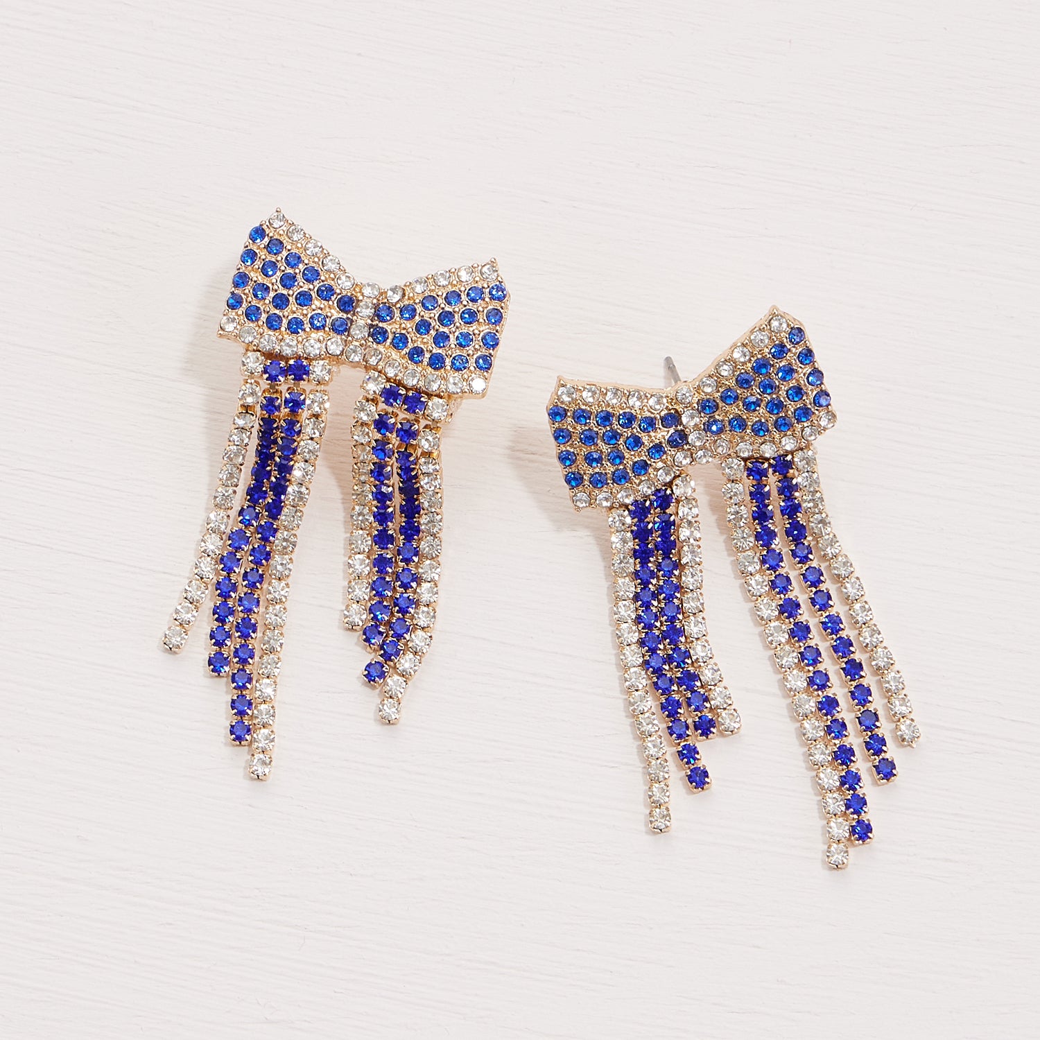 Rhinestone Bow Earrings with Gameday Colors
